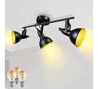 Unikcst Plafoniera LED 3 Spot Orientabili, Luminari da Interno da Soffitto Nero Opaco, Spots da Soffitto da 230V Incl. 3 X Lampadine E14 360LM 4W 2700K