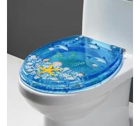 Unikicool Tavoletta WC,Sedile WC in Resina,Sedile WC Resina Trasparente,Copriwater in Duroplast,ASSE WC Universale,Resina Trasparente Sedile WC,Copriwater Materiale in Resina,Effetto 3D