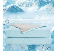 UNIKOME Coperta Rinfrescante 140x190cm Coperta Estiva Double-face Per Le Notti D'estate E La Primavera Coperta Rinfrescante Lavabile Oeko-Tex (blu E Grigio)