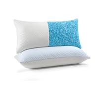 UNIKOME Cuscino di raffreddamento 40x80CM Set di 2, cuscino in memory foam double-face, cuscino di raffreddamento freddo/caldo rimovibile, blu per l'estate/autunno, bianco per primavera, Oeko-Tex