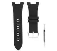 unilabo Cinturino in gomma compatibile con Armani Exchange AX Series AX1040 AX1041 AX1042 AX1050 Cinturino di ricambio in silicone per uomini e donne (cinturino nero fibbia argentata)