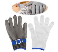 unillea Guanti antitaglio L con guanto interno in cotone, filo di acciaio inox livello 9, guanti da lavoro, guanti antitaglio per cucina, lavorazione della carne, ostriche, lavorazione del legno