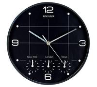 Unilux 400094567 Orologio da Parete On Time 4 Differenti Fusi Orari, Nero Con La