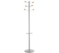 Unilux - Appendiabiti Bouquet in Acciaio con Supporto per ombrellone, Gancio con Legno Grigio, Altezza 175 cm, Colore: Grigio