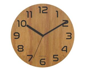 Unilux Bali Palma Orologio da Parete Moderno Quadrante Bamboo 30 cm Senza Ticchettio