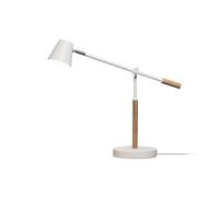 Unilux Lampada da scrivania a LED Vicky, scandinava, dimmerabile, bianco con legno