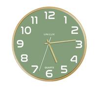 Unilux Orologio da parete moderno con cornice in legno, quadrante verde 31 cm, senza ticchettio