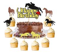 Unimall Global 25 pezzi Race Horse Cupcake Topper cavalli Decorazione per torta Plettri per feste di compleanno, feste, cavallo, tema, cena, accessori decorativi in policromatici