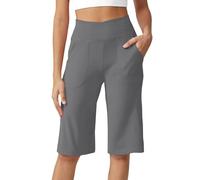 Unimate Pantaloncini da yoga da donna, lunghezza al ginocchio, con tasche, elasticizzati, a vita alta, morbidi, sportivi, controllo della pancia, ad asciugatura rapida, estivi, traspiranti, pantaloni