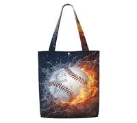 Un'immagine di una palla da baseball nell'acqua e nel fuoco,Borse della spesa riutilizzabili, borse per la spesa, borsa a tracolla in tela di grande capacità