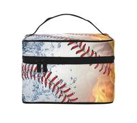 Un'immagine di una palla da baseball nell'acqua e nel fuocoBorsa per il trucco, borsa cosmetica portatile per donna - Organizer da viaggio per cosmetici, regalo per momenti speciali