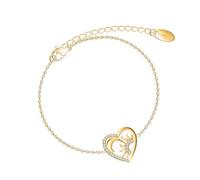 Unimooie Elegante bracciale da donna con ciondolo a forma di cuore, design unilaterale, luna, mezzo boho sole con zirconi, impermeabile, placcato oro, in acciaio inox, perfetto per tutti i giorni