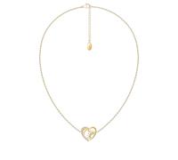 Unimooie Elegante collana da donna con ciondolo a forma di cuore, design unilaterale, luna, mezzo boho sole con zirconi, impermeabile, placcatura in oro, in acciaio inox, perfetta per tutti i giorni