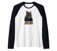 Unimpressed Cat Suit Sunglasses Funny Attitude Quote Maglia con Maniche Raglan