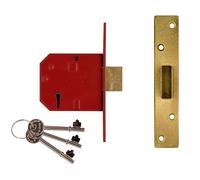 UNION - 2134E 5 Lever BS Mortice Deadlock Satin Ottone Finitura 67mm 2.5in Visi