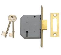 UNION - 2177 3 Lever Mortice Deadlock ottone lucido 77.5mm 3in Box