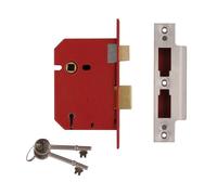 UNION - 2201 5 Lever Mortice Sashlock Cromo satinato 65mm Scatola da 2,5 pollici