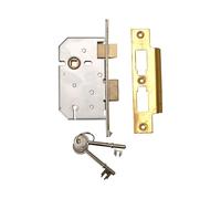 UNION 2277 Serratura a Cilindro 3 Leve per Porte, Ottone Lucido, 65mm