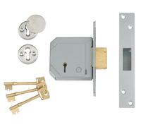 UNION 3G114E Serratura Mortasa a 5 Lever, 80mm, Ottone Satinato