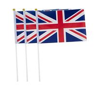 Union Jack 10 PZ Bandierine da mano complete di bastoncino, rosso bianco blu, per eventi sportivi, matrimoni reali e feste nazionali - di TRIXES