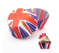 Union Jack - 200 scatole per cupcake, usa e getta, in carta per cuocere, cupcake, fondo per torte, resistente alle alte temperature, olio e adesivi