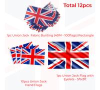 Union Jack Bandierine - UK Festa Decorazione PVC/Tessuto 3M - 40m Triangolo /