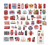 Union Jack Decals - London Red Bus Sticker Set, British Flag Cup Patch