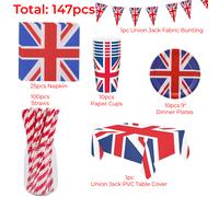 Union Jack Decorazioni Festa Piatti Bandiere Palloncini Tazze UK King Compleanno