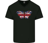 Union Jack Farfalla Inglese Bretagna Bandiera Uomo Scollo A V T-Shirt