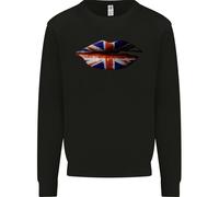Union Jack Flag Lips Il Regno Unito Gran Bretagna Uomo Felpa Maglione