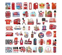 Union Jack Stickers - London Red Bus British Flag Adesilers, 50pcs PVC Authesive impermeabile | Notebook bagagli frigorifero skateboard decorazione telefono da viaggio durevoli