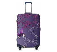 UNIOND Copertura elastica per valigie da viaggio, con stampa di farfalle, viola prugna, adatta per bagagli da 45,7 a 81,7 cm, Nero , M