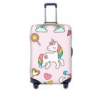 UNIOND Copertura elastica per valigie da viaggio, con stampa di unicorno, rosa, adatta per bagagli da 45,7 a 81,7 cm, Nero , L