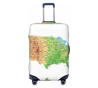 UNIOND Mappa fisica con etichettatura terreno stampato copertura bagagli elastica copertura valigia viaggio bagagli Protector Fit 45-81 pollici bagagli, Nero , S