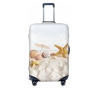 UNIOND Seashells Starfish on Beach stampato bagagli copertura elastica valigia viaggio bagagli Protector Fit 45-81 pollici bagagli, Nero , XL