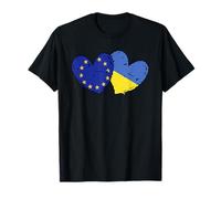 Unione Europea Ucraina Cuore Bandiere Ucraina UE Doppia Bandiera Ucraina Maglietta