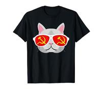 Unione Sovietica bandiera martello e falce CCCP URSS gatto Maglietta