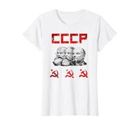 Unione Sovietica Marx Engels Lenin CCCP Martello e Falce Maglietta, Donna, Bianco, L