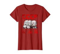 Unione Sovietica Marx Engels Lenin CCCP Martello e Falce Maglietta, Donna, Mirtillo Rosso, S