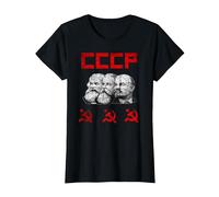 Unione Sovietica Marx Engels Lenin CCCP Martello e Falce Maglietta, Donna, Nero, L