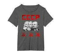 Unione Sovietica Marx Engels Lenin CCCP Martello e Falce Maglietta, Donna Plus-Size, Asfalto, 1X