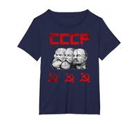 Unione Sovietica Marx Engels Lenin CCCP Martello e Falce Maglietta, Donna Plus-Size, Navy, 4X