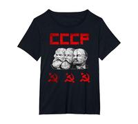 Unione Sovietica Marx Engels Lenin CCCP Martello e Falce Maglietta, Donna Plus-Size, Nero, 1X