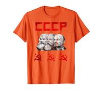 Unione Sovietica Marx Engels Lenin CCCP Martello e Falce Maglietta, Uomo, Arancio, L