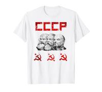 Unione Sovietica Marx Engels Lenin CCCP Martello e Falce Maglietta, Uomo, Bianco, L