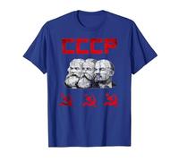 Unione Sovietica Marx Engels Lenin CCCP Martello e Falce Maglietta, Uomo, Blu Reale, S