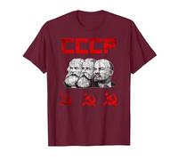 Unione Sovietica Marx Engels Lenin CCCP Martello e Falce Maglietta, Uomo, Bordeaux, 3XL