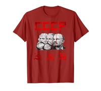Unione Sovietica Marx Engels Lenin CCCP Martello e Falce Maglietta, Uomo, Mirtillo Rosso, L