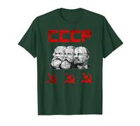 Unione Sovietica Marx Engels Lenin CCCP Martello e Falce Maglietta, Uomo, Verde Foresta, S