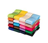 UnionJoy Nastro in raso di seta double face da 2,5 cm, per artigianato, fiocchi per capelli, confezioni regalo, decorazioni per feste di nozze, 20 colori con 2 metri ciascuno, totale 40 metri per